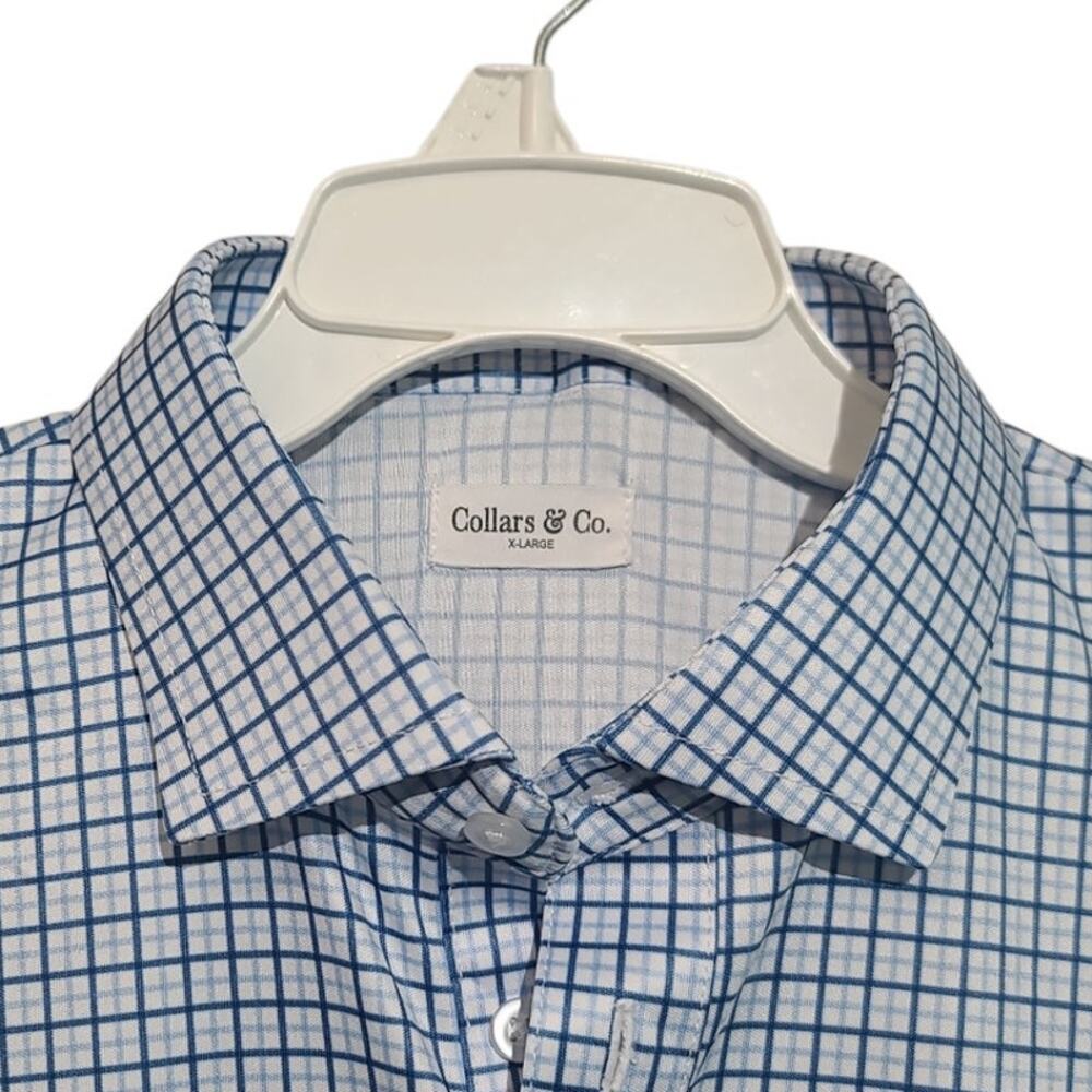 Collars & Co Blue Tattersall Polo Shirt Men's XL GUC Moisture-Wicking - Picture 4 of 4